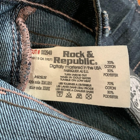 Rock & Republic Kiss Boot Cut Jeans Women’s 2004 Dark Wash Flare Y2K Size 30 - Picture 11 of 14